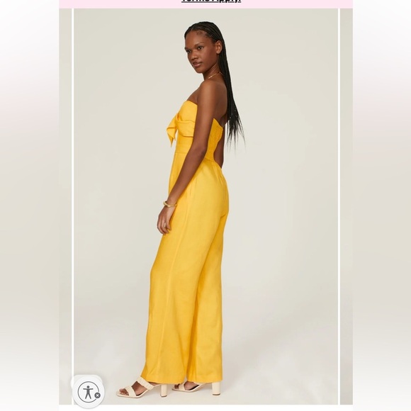 Derek Lam collective yellow strapless wide leg jumpsuit stretchy fabric size 48 - Picture 2 of 10